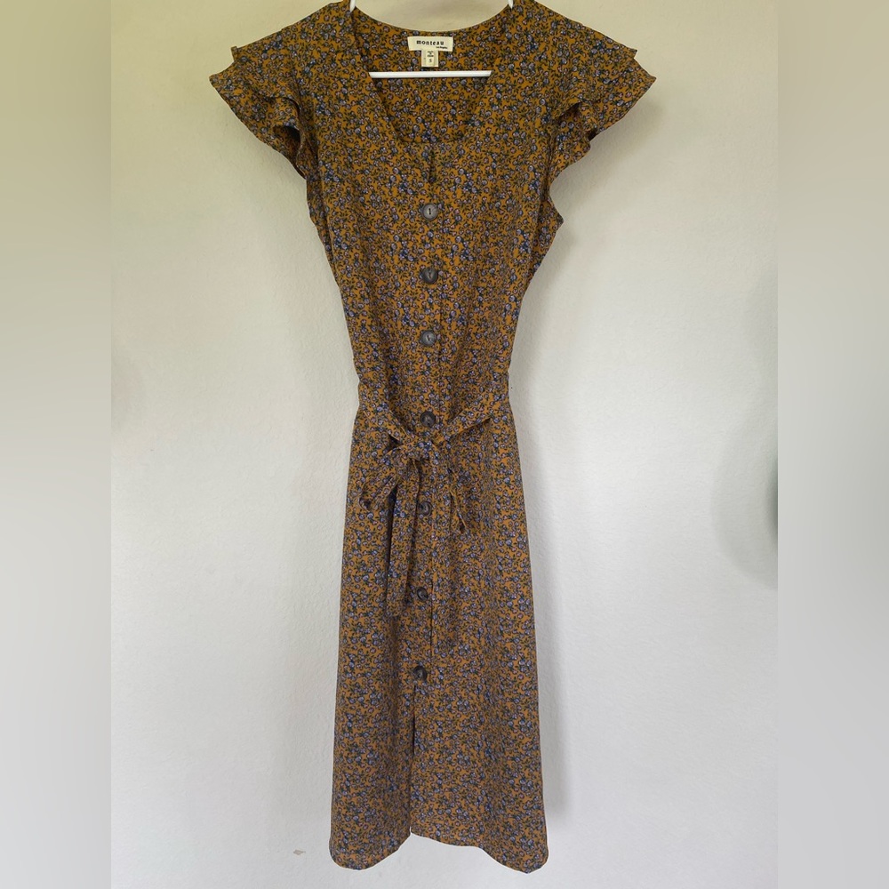 Floral Monteau Button Up Dress